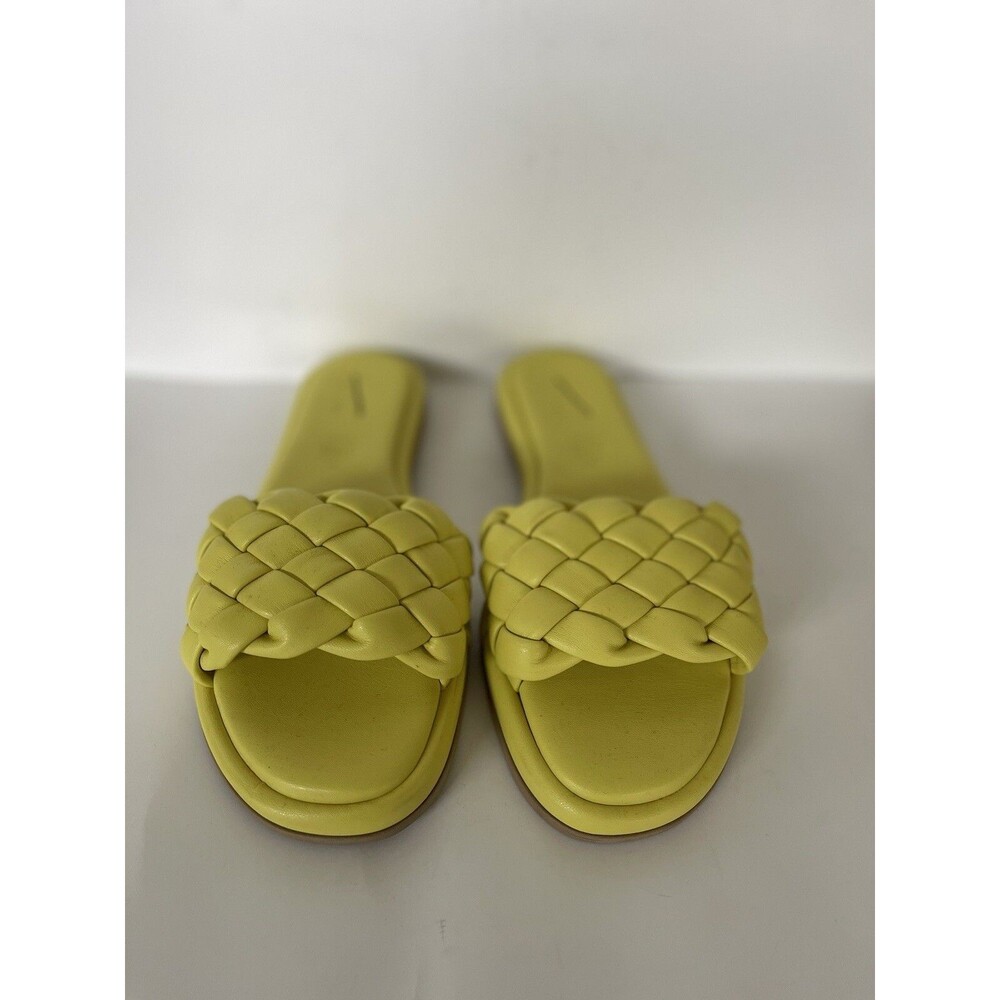 Anthropologie Seychelles Women Puffy Woven Yellow Preppy Slide Sandals Sz 10 - Picture 2 of 9